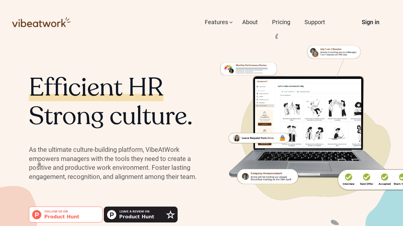 VibeAtWork Landing page
