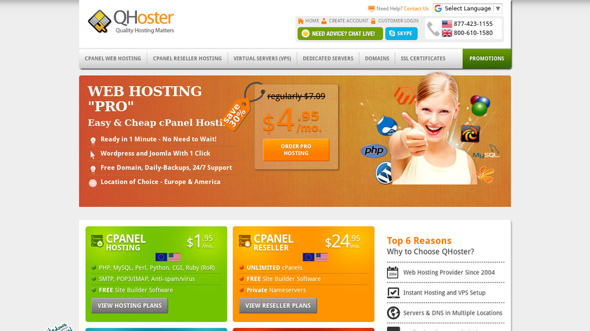 QHoster Landing Page