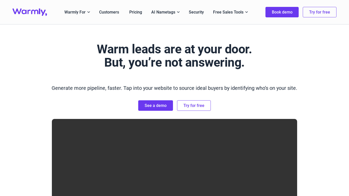 Warmly Landing page