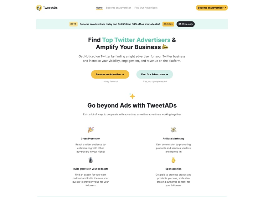 TweetAds Landing Page