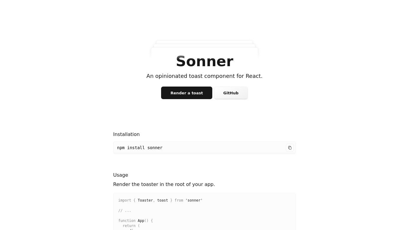Sonner Landing page