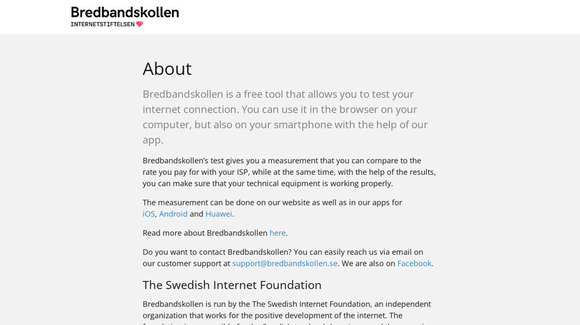 Bredbandskollen Landing Page