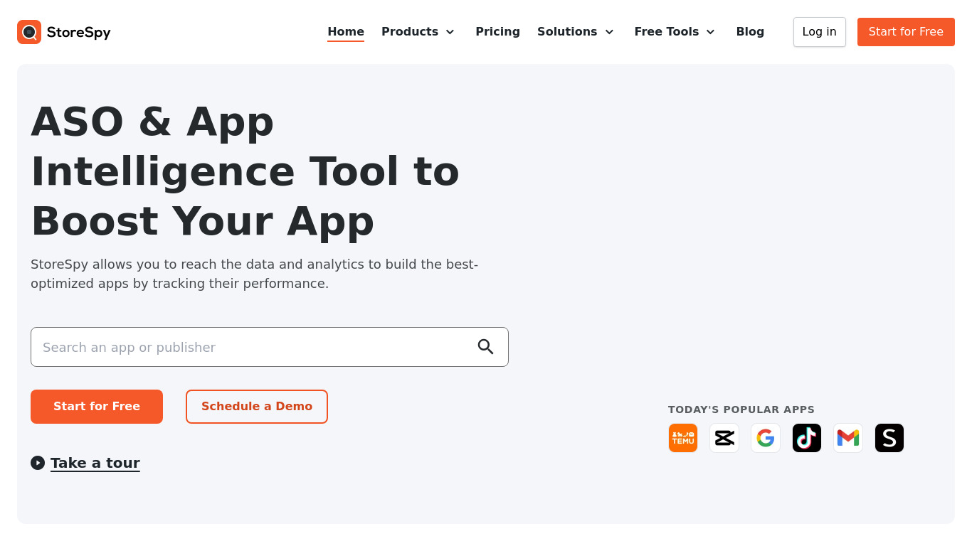StoreSpy Landing page