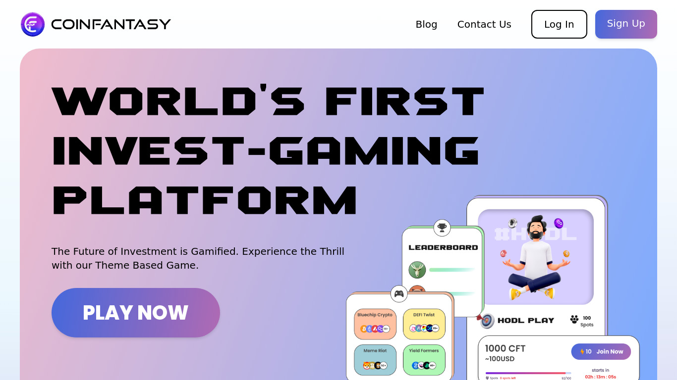 Coinfantasy Landing page