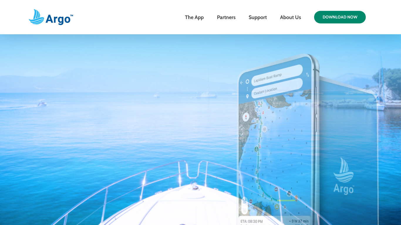 Argo - Boating Navigation Landing page
