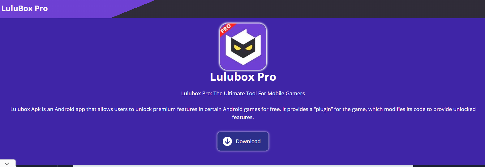 Lulubox Pro Apk Landing page