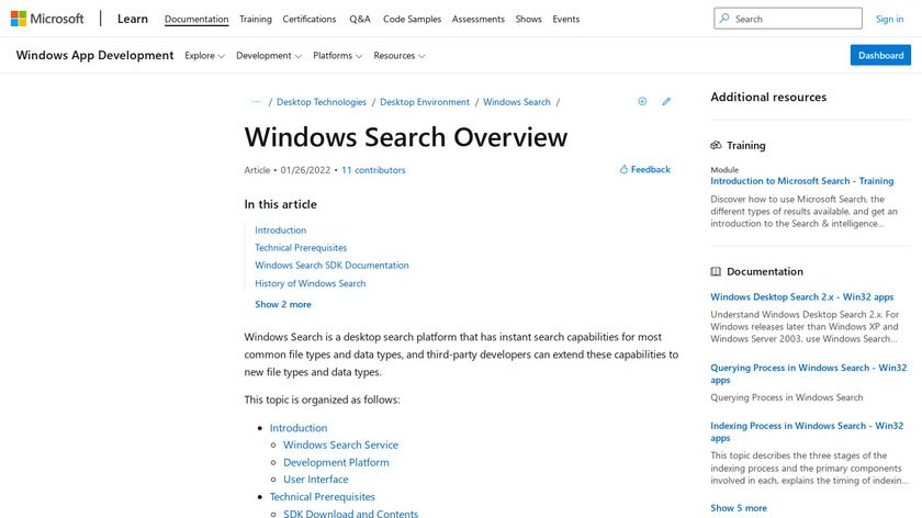 Windows Search Landing Page