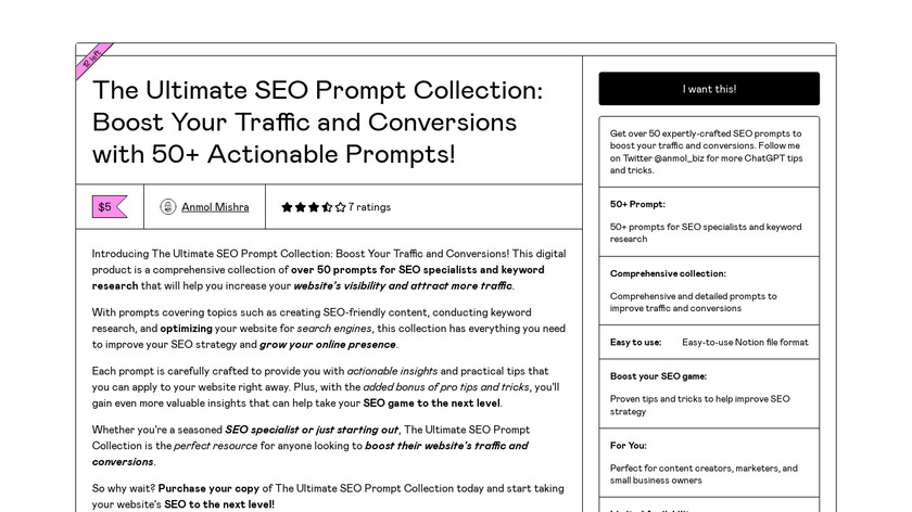 The Ultimate SEO Prompt Collection Landing Page