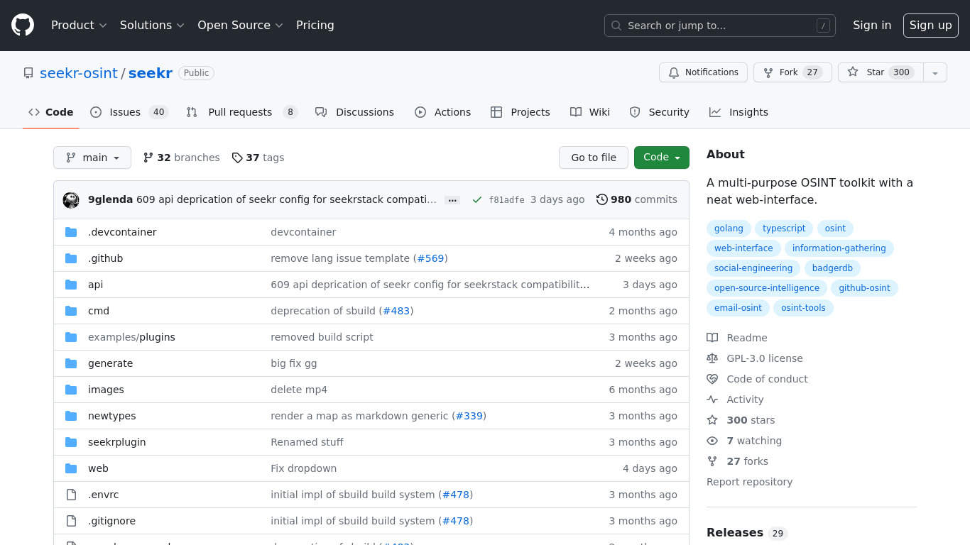 Seekr OSINT Landing page
