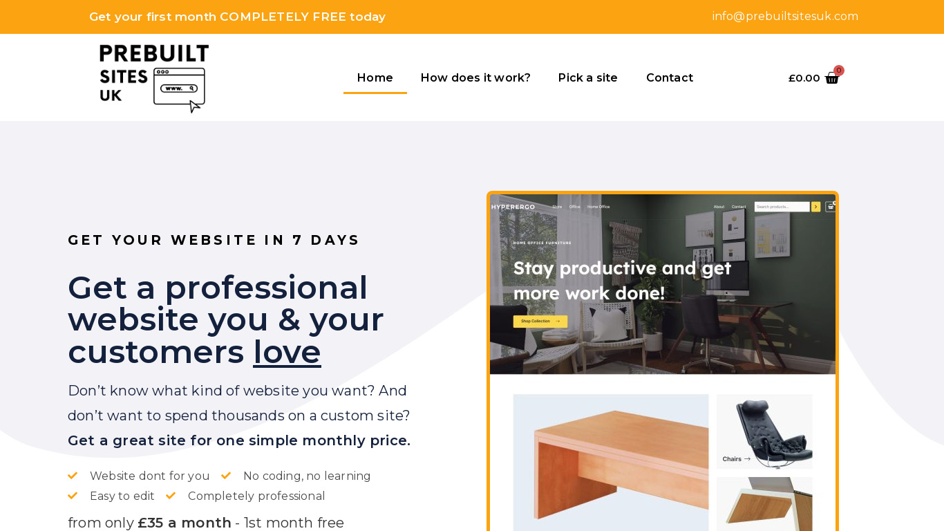 Pre Built Websites Landing page