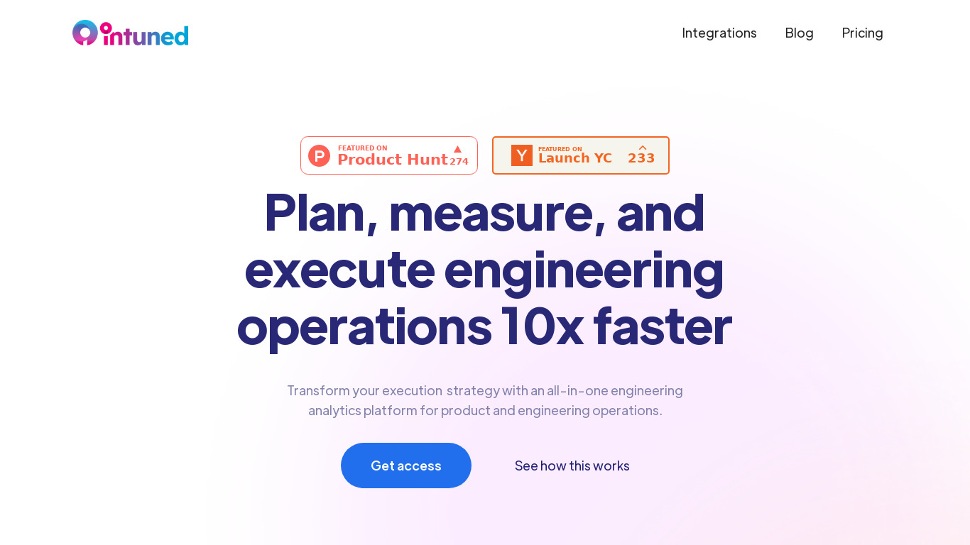 Intuned Landing page