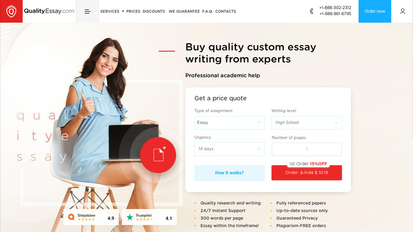 QualityEssay Landing Page
