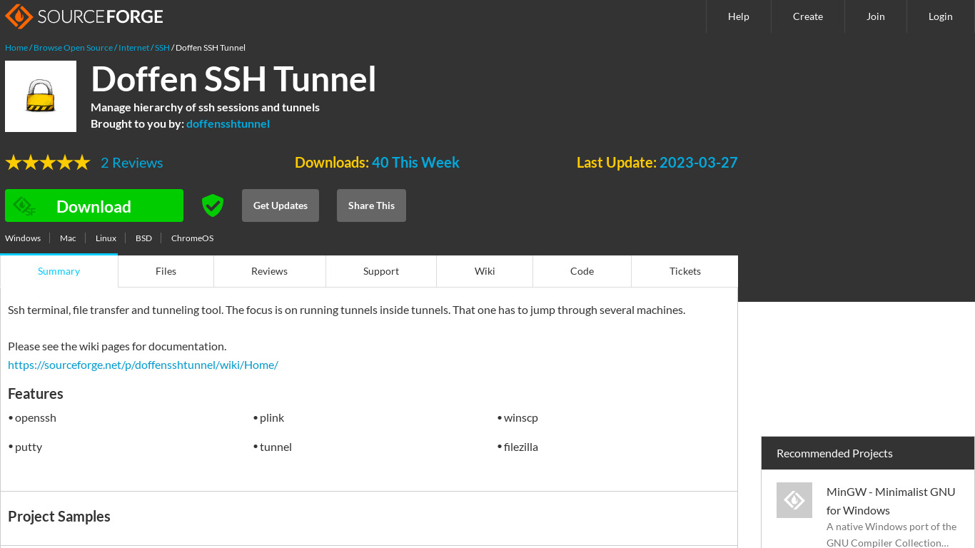 Doffen SSH Tunnel Landing page