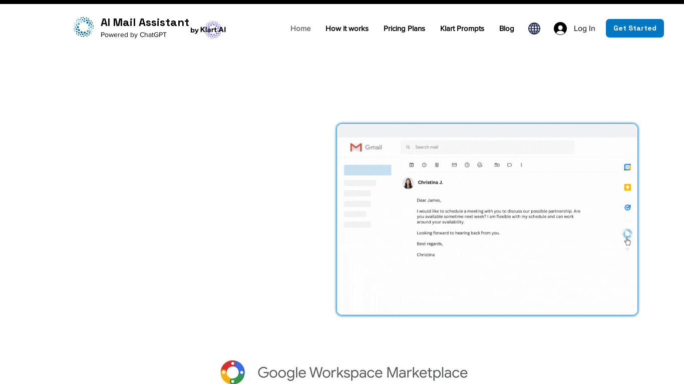 ChatGPT Mail Responder Landing page