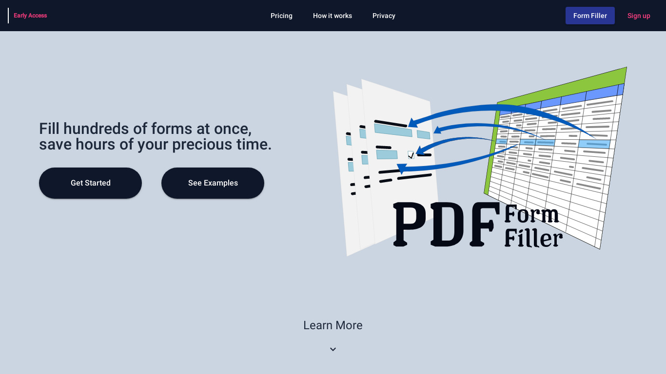 PDF Form Filler Landing page