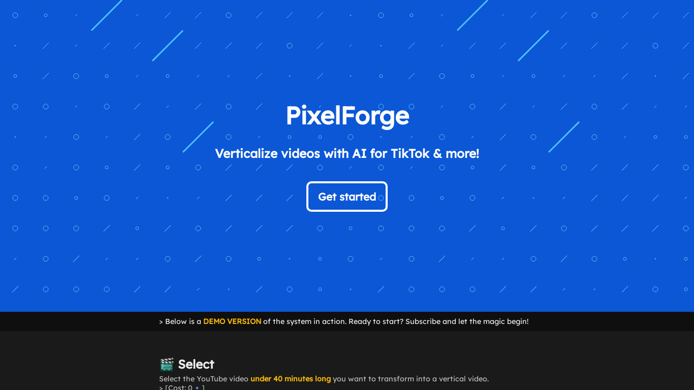PixelForge Landing page