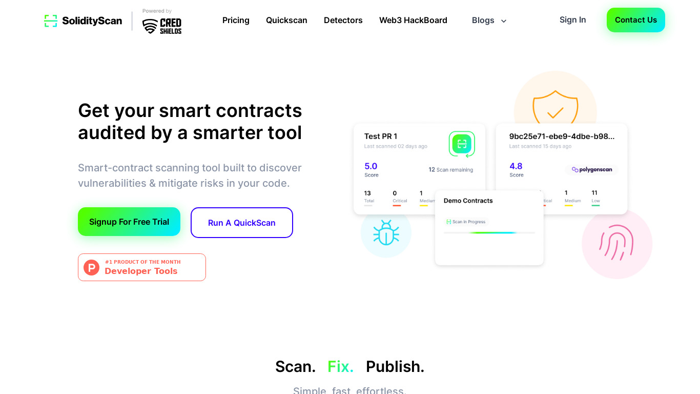 SolidityScan Landing page