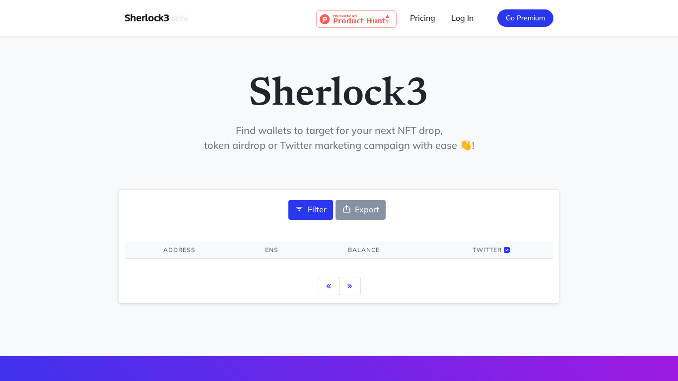 Sherlock3 Landing page