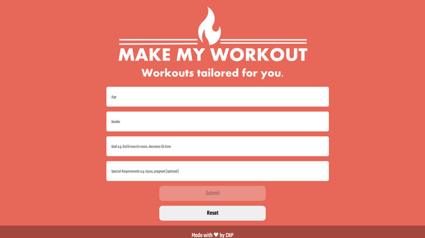 Make My Workout Landing Page