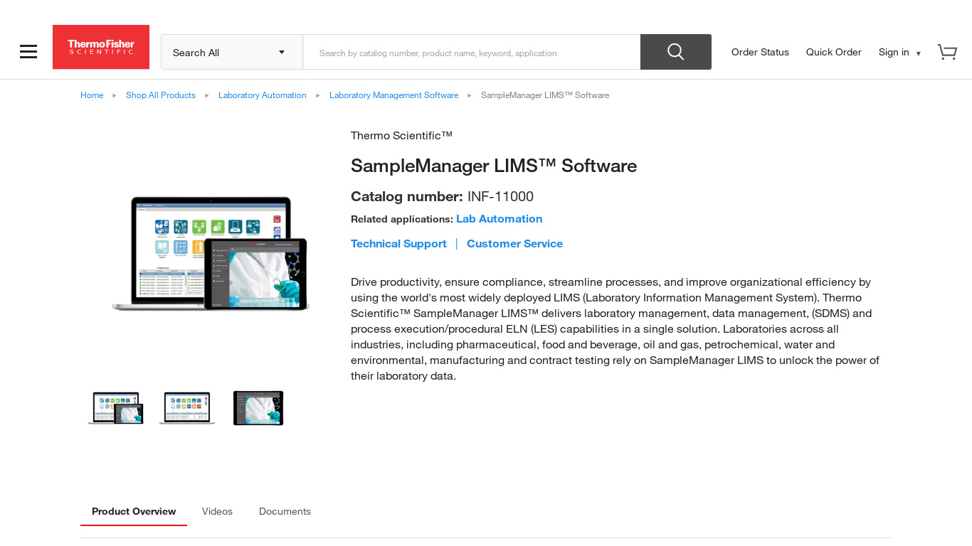 SampleManager LIMS Landing page