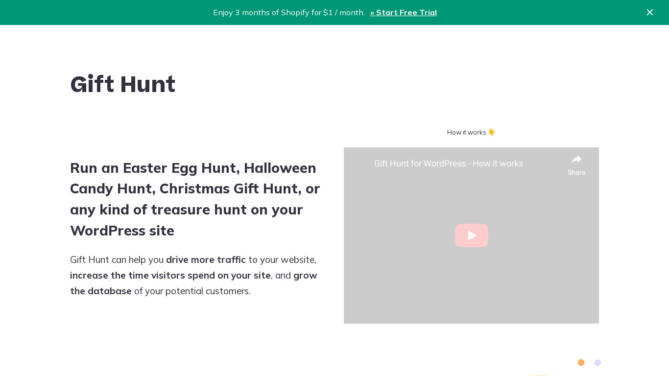 Gift Hunt Landing page