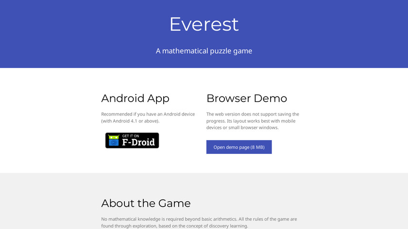 Everest (Mathematical puzzle game) Landing Page