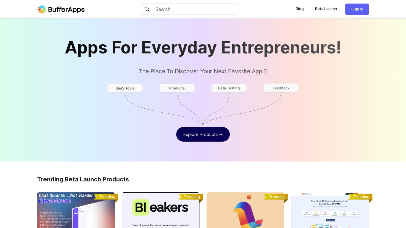 BufferApps Landing page