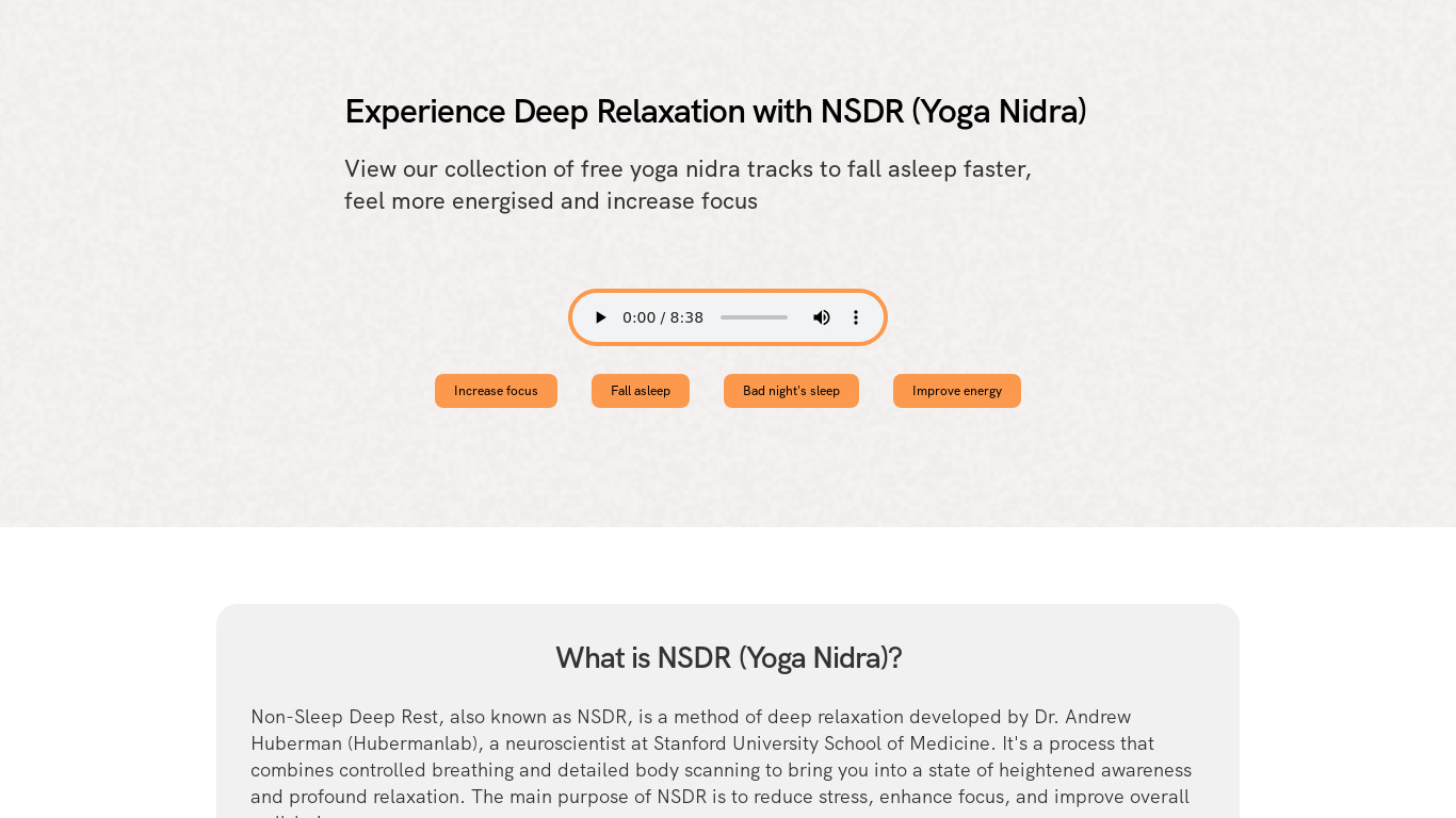 NSDR.co Landing page