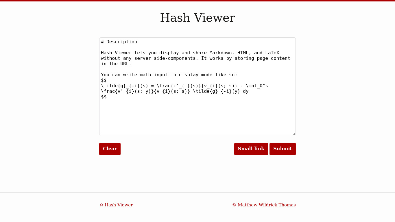 Hash Viewer Landing page