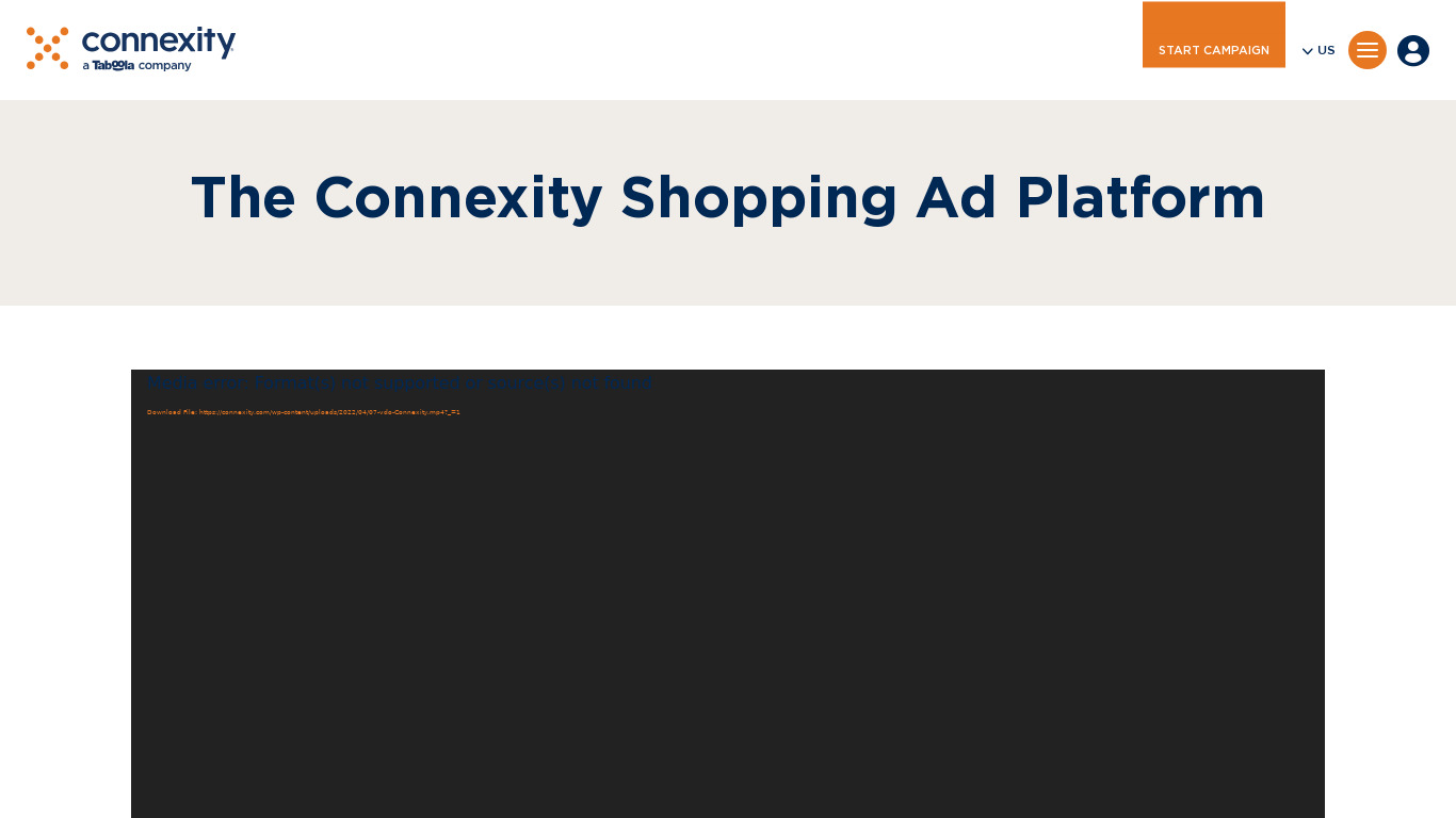 Connexity Shopping Ad Platform Landing page