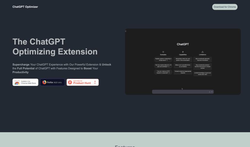 ChatGPT Optimizer Landing Page