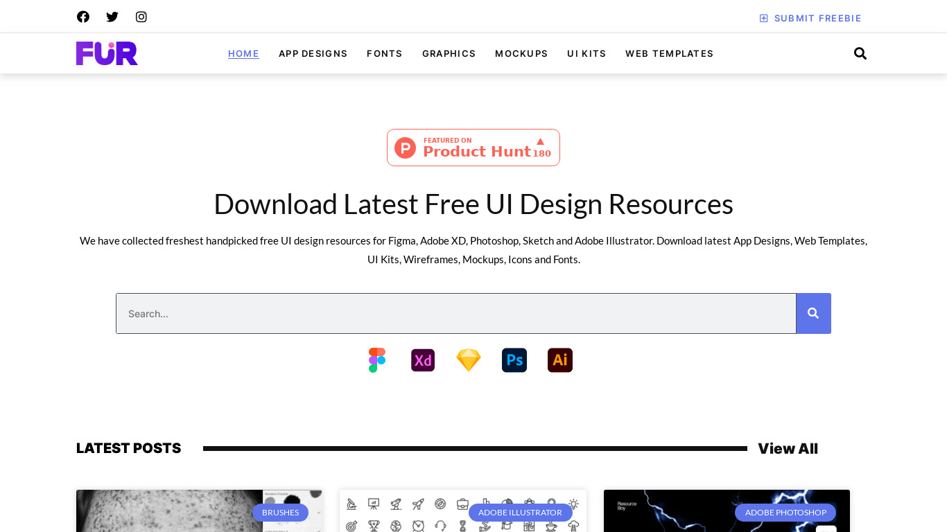 Free UI Resources Landing page