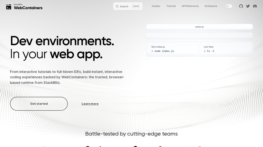 WebContainers.io Landing Page