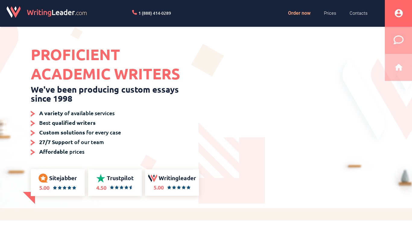 WritingLeader.com Landing page
