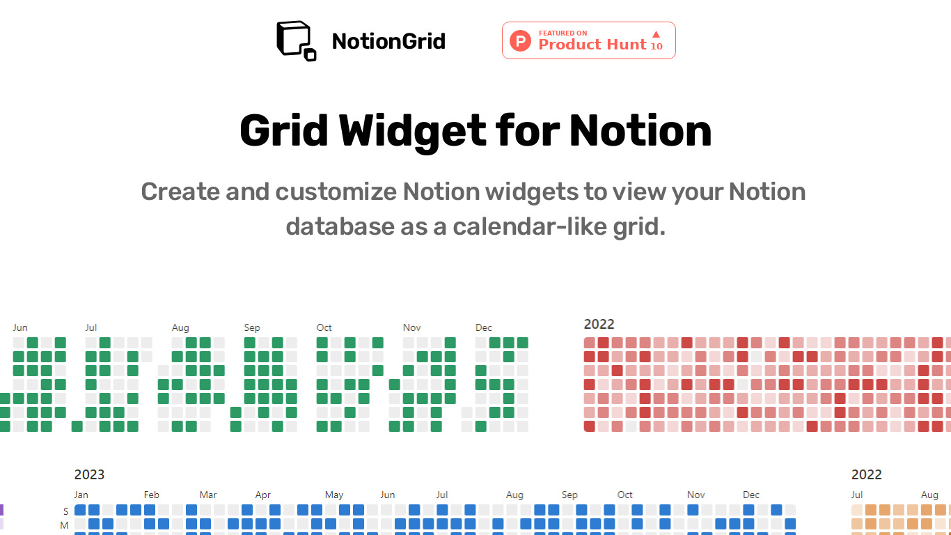 NotionGrid Landing page