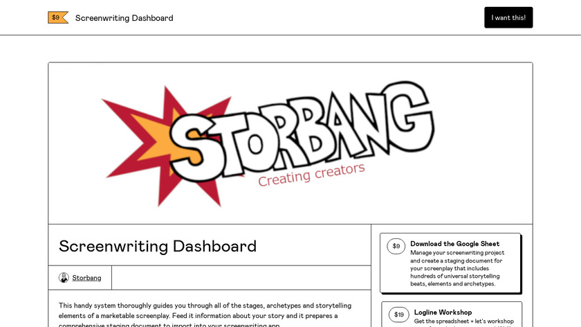 Screenwriting Dashboard Landing Page