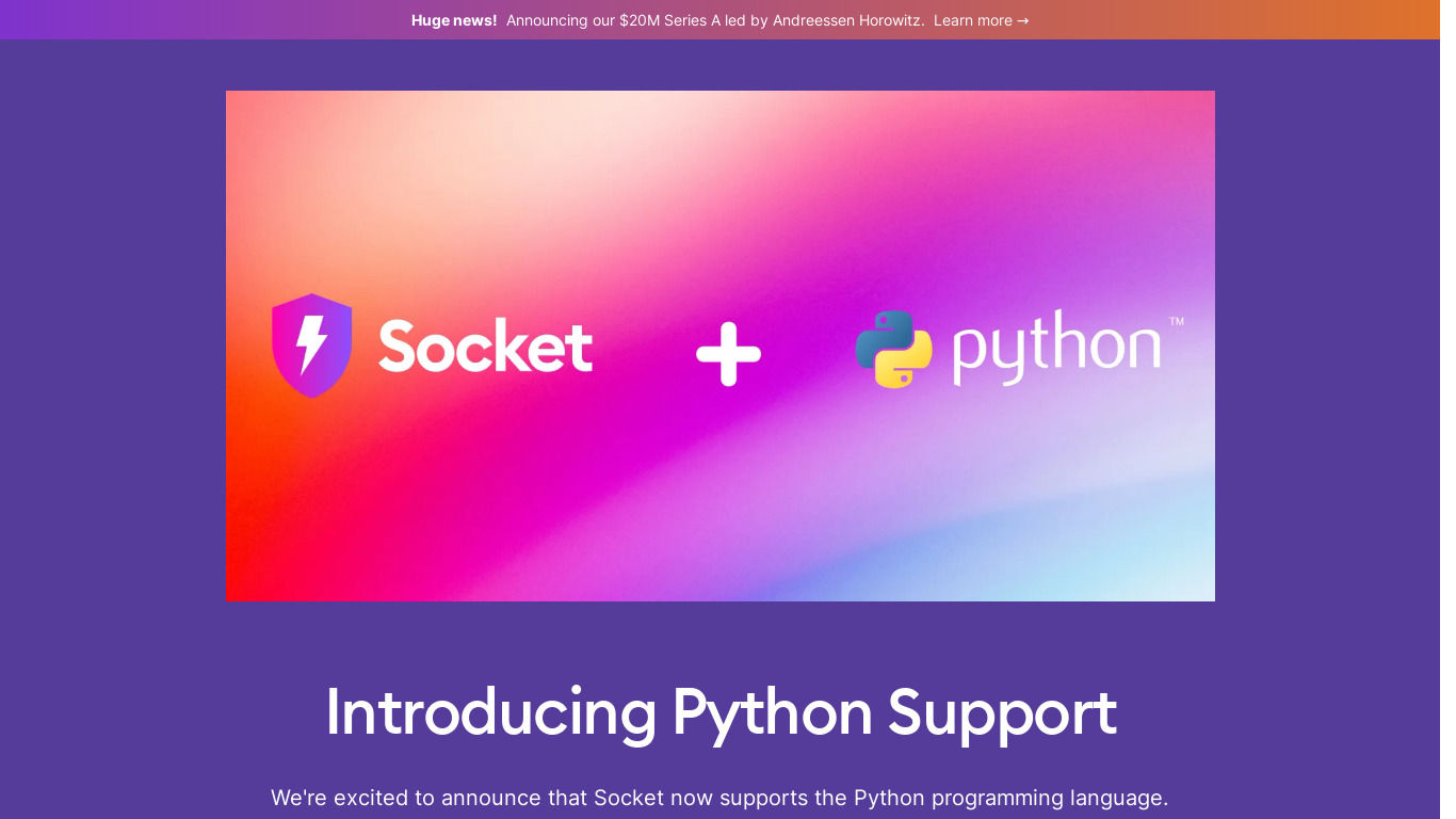 Socket for Python Landing page