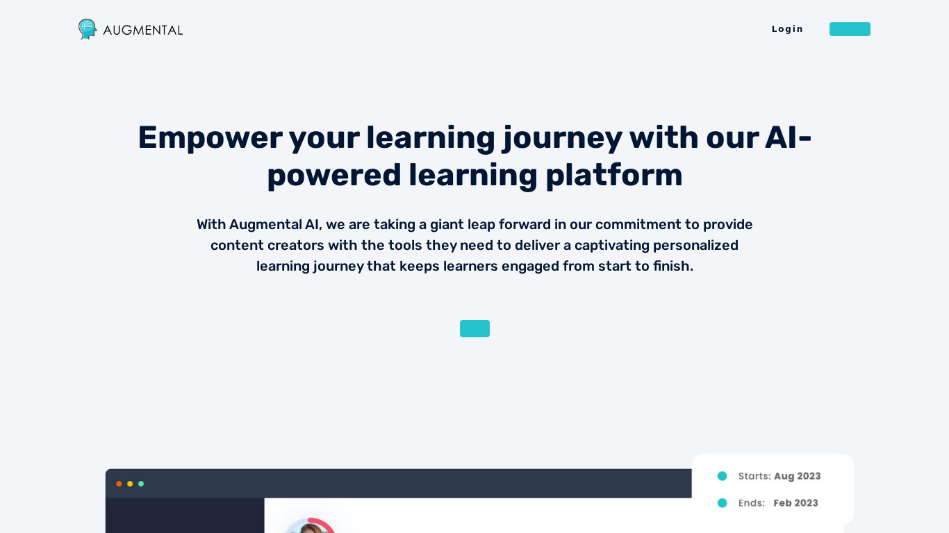Augmental Learning Landing page