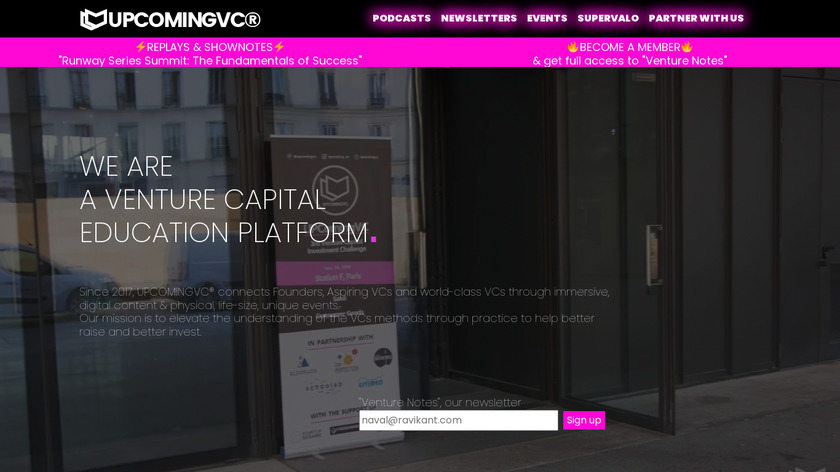UPComingVC Landing Page