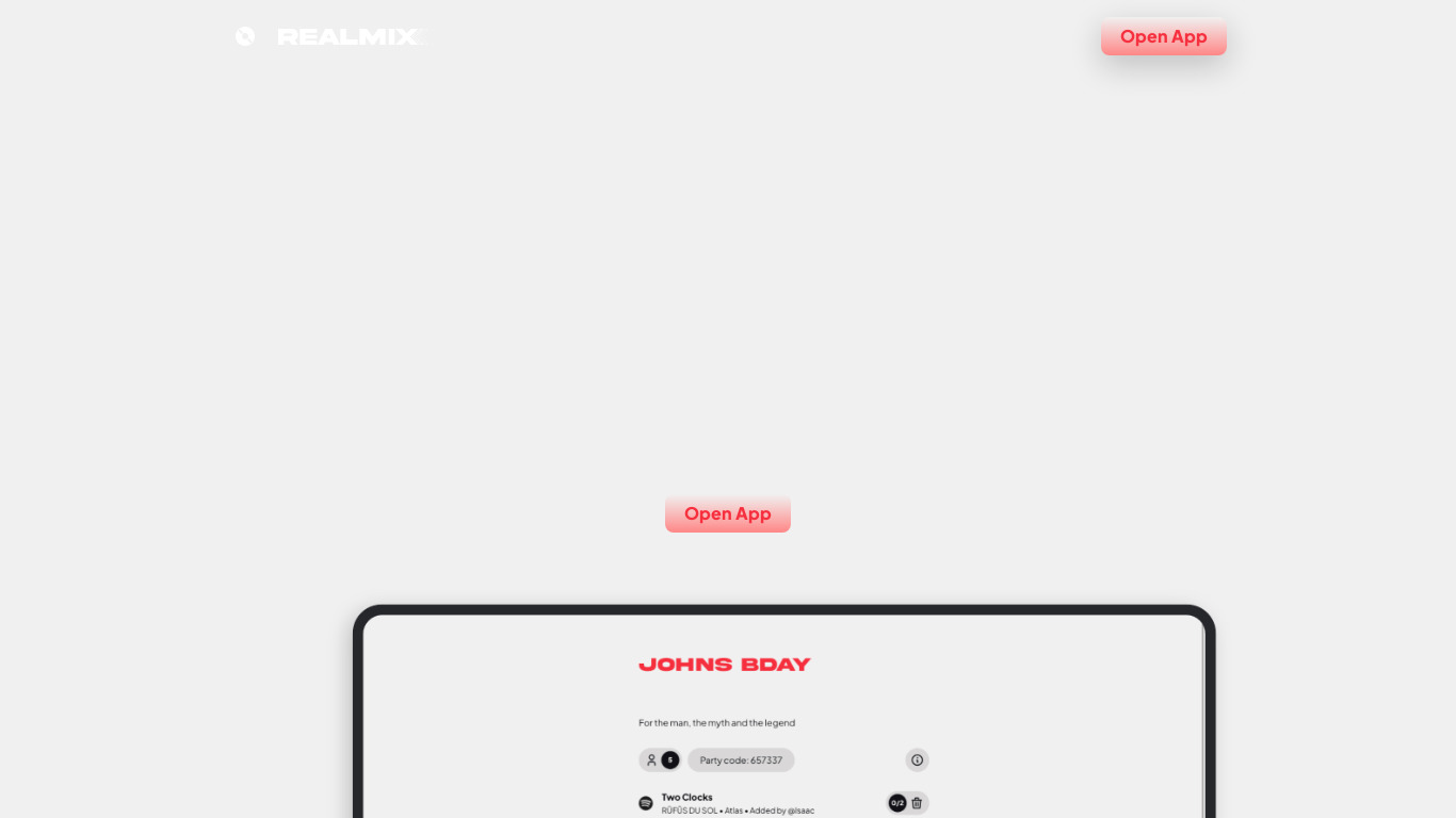 Realmix by Isaac Shea Landing page