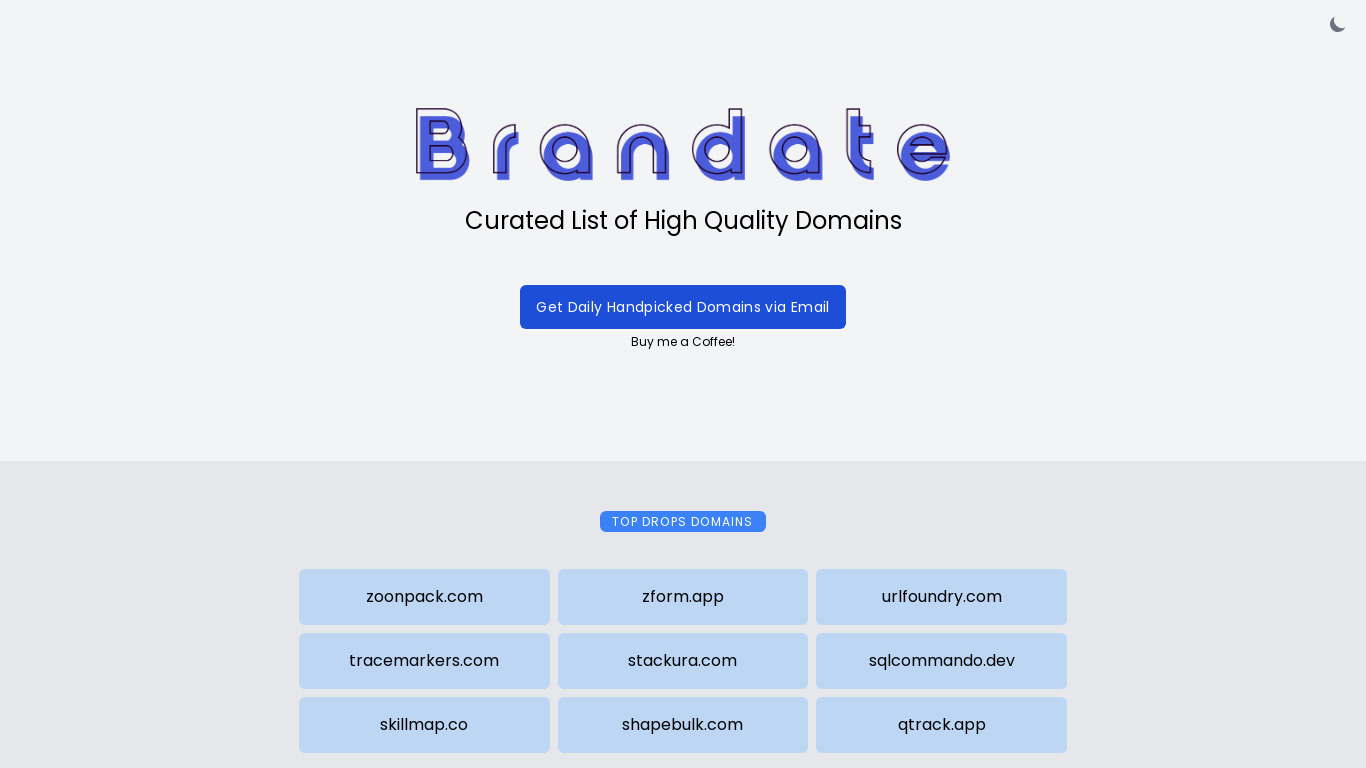 Brandate.io Landing page