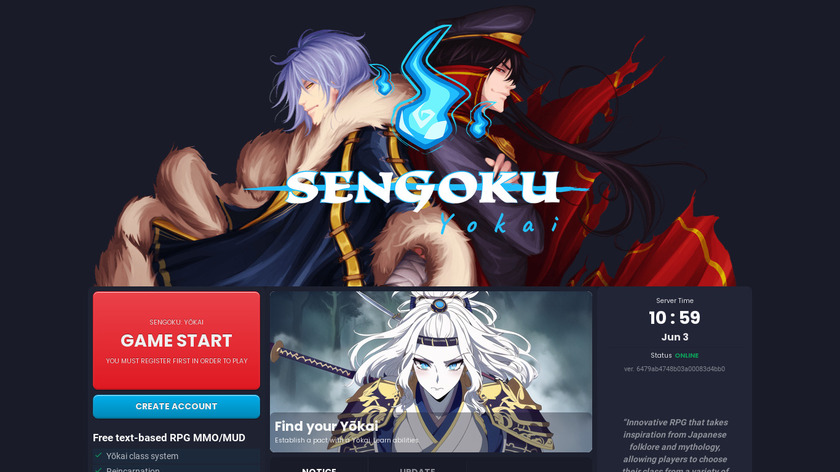 Sengoku: Yōkai Landing Page
