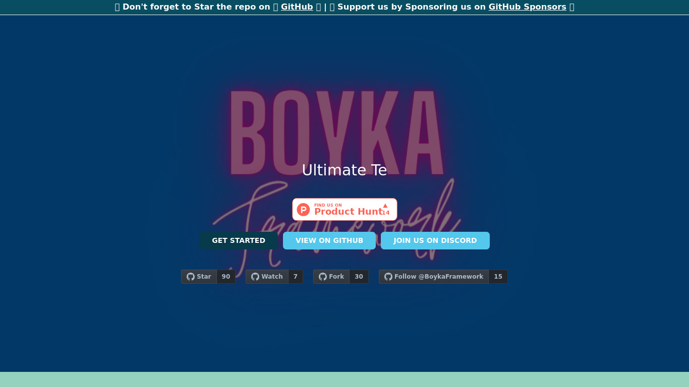Boyka-Framework Landing page