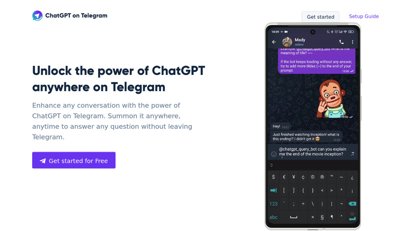 ChatGPT on Telegram Landing Page