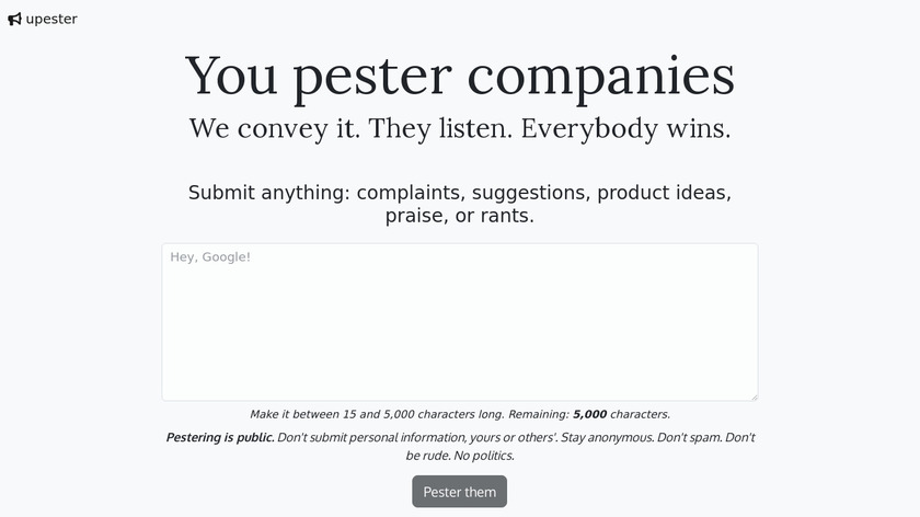 upester Landing Page