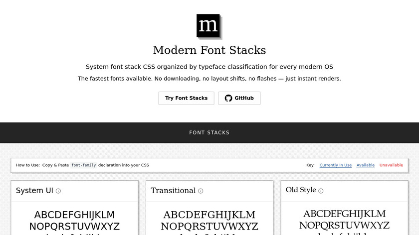 Modern Font Stacks Landing Page