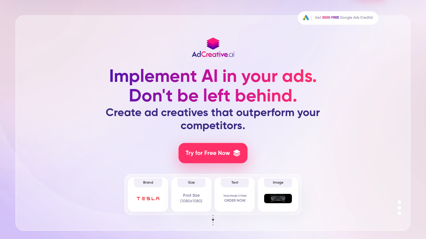 Artificial Intelligence powered Ad Landing page