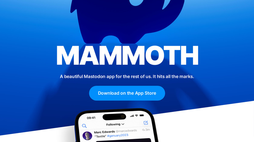 Mammoth for Mastodon Landing Page