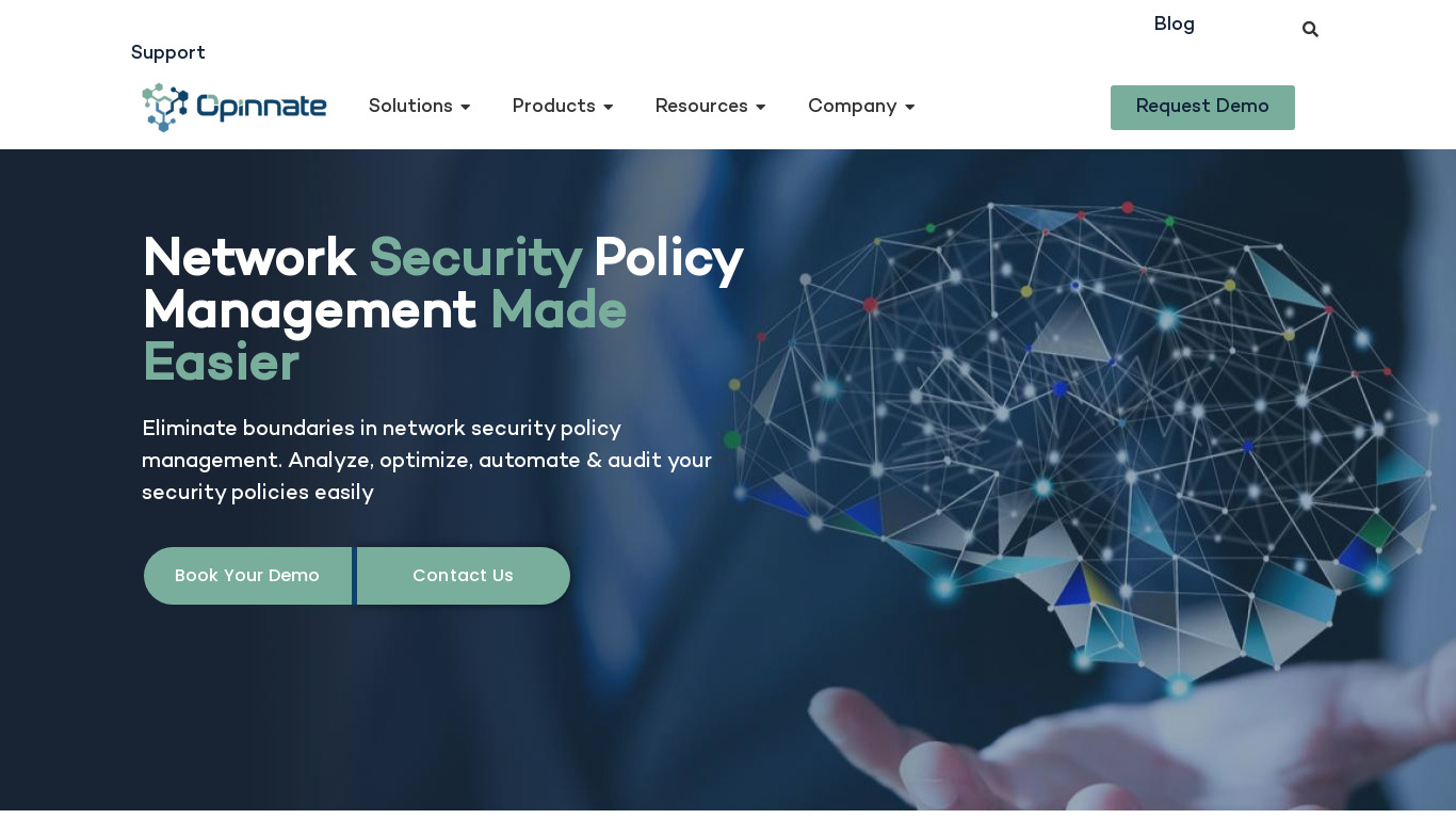 Opinnate Network Security Policy Manager Landing page