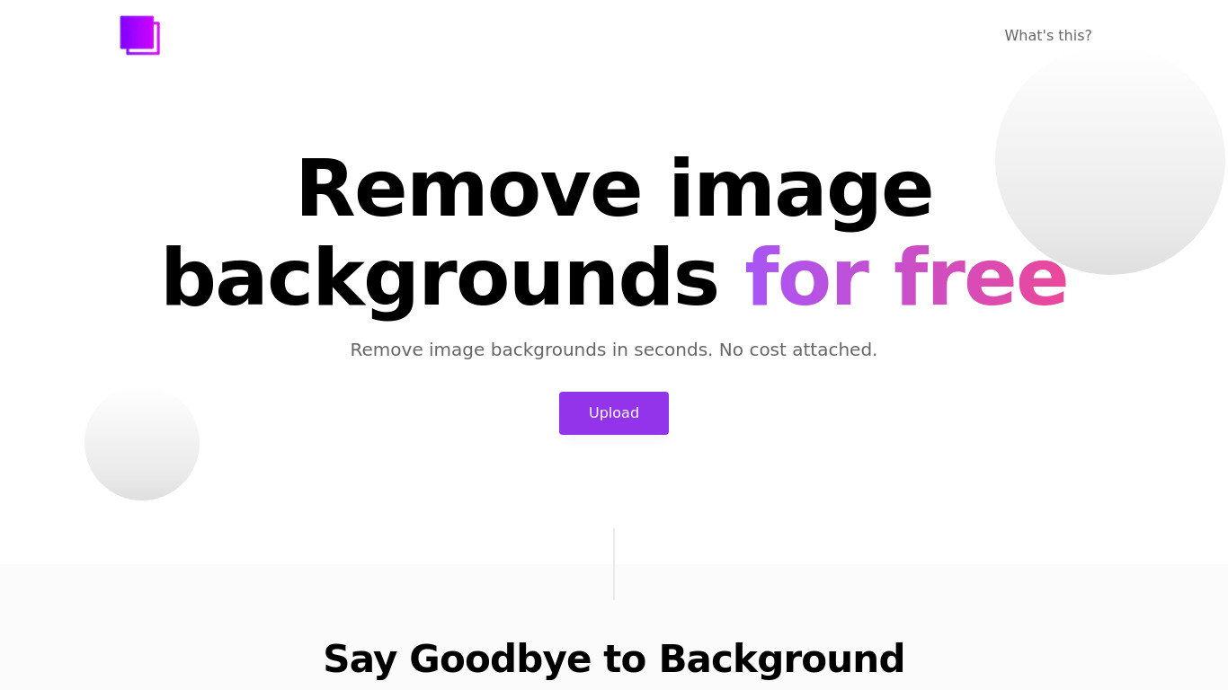 removebg.dev Landing page